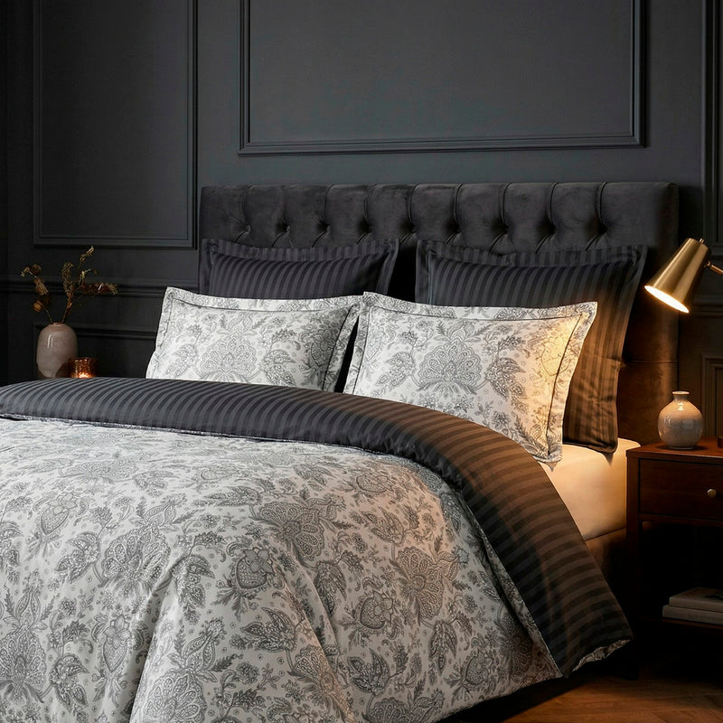 Fleur De Prestige - Taie D'Oreiller - Satin De Coton - Noir
