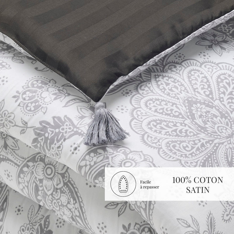 Fleur De Prestige - Édredon Avec Glands - Satin De Coton - Beige