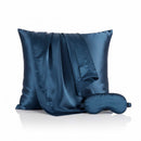 Silence De Soie - Taie D'Oreiller + Masque De Nuit En Soie - Bleu Marine