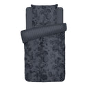Jardin Botanique - Housse De Couette + Taie D'Oreiller - Satin De Coton - Noir / Gris