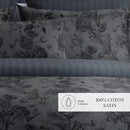 Jardin Botanique - Housse De Couette + Taie D'Oreiller - Satin De Coton - Noir / Gris