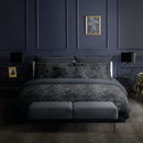 Jardin Botanique - Housse De Couette + Taie D'Oreiller - Satin De Coton - Noir / Gris