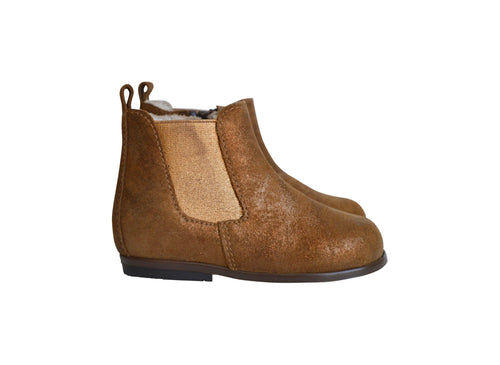 Bottines Souples Élastique - Cuir Camel Irisé - Fille