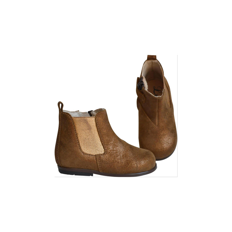 Boots Bottines Souples Élastique - Cuir Camel Irisé - Fille