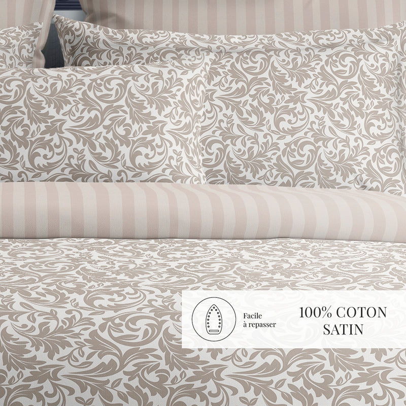 Esprit Damas - Housse De Couette + Taie D'Oreiller - Satin De Coton - Taupe