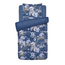 Hortensia - Housse De Couette + Taie D'Oreiller - Satin De Coton - Bleu
