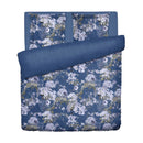Hortensia - Housse De Couette + Taie D'Oreiller - Satin De Coton - Bleu