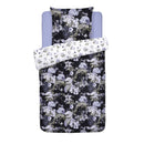 Hortensia - Housse De Couette + Taie D'Oreiller - Satin De Coton - Bleu Foncé