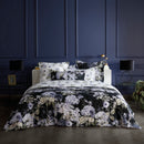 Hortensia - Housse De Couette + Taie D'Oreiller - Satin De Coton - Bleu Foncé