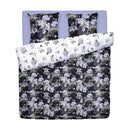 Hortensia - Housse De Couette + Taie D'Oreiller - Satin De Coton - Bleu Foncé