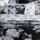 Hortensia - Housse De Couette + Taie D'Oreiller - Satin De Coton - Bleu Foncé