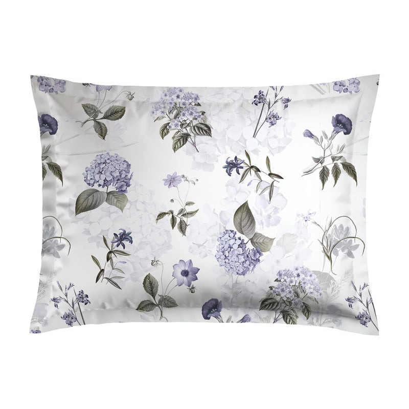Hortensia - Taie D'Oreiller - Satin De Coton - Bleu Foncé