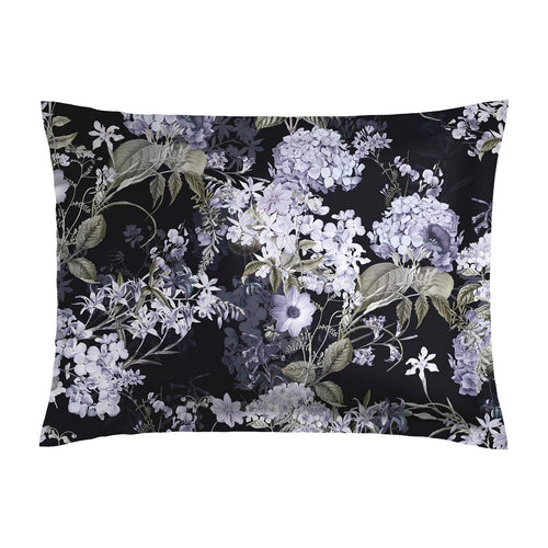Hortensia - Taie D'Oreiller - Satin De Coton - Bleu Foncé