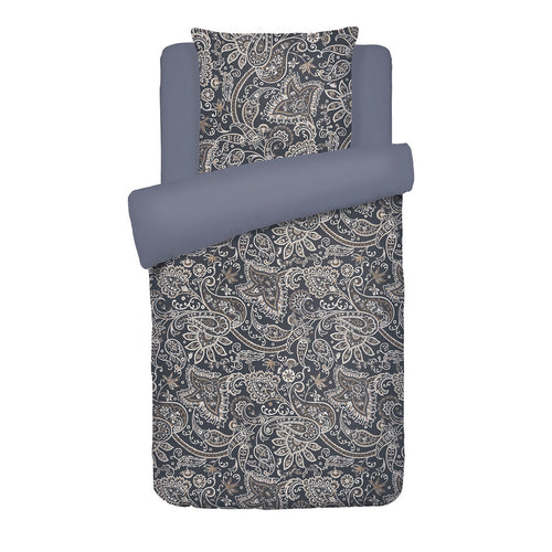 Indienne - Housse De Couette + Taie D'Oreiller - Satin De Coton - Gris / Taupe