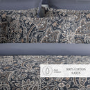 Indienne - Housse De Couette + Taie D'Oreiller - Satin De Coton - Gris / Taupe