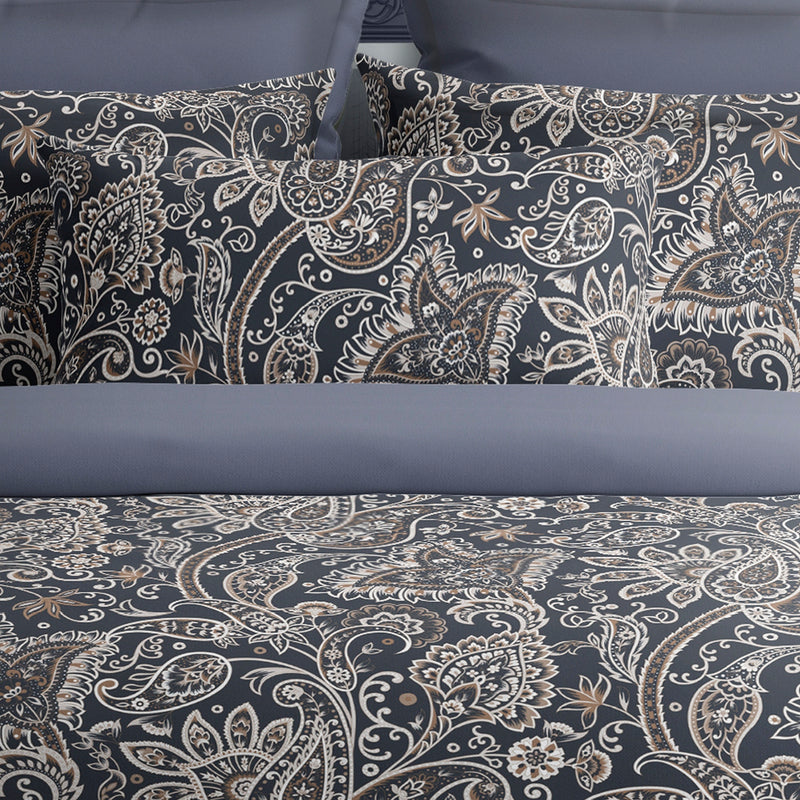 Indienne - Taie D'Oreiller - Satin De Coton - Gris / Taupe