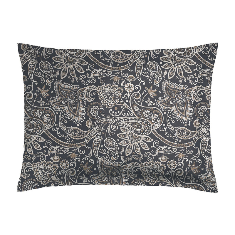 Indienne - Taie D'Oreiller - Satin De Coton - Gris / Taupe