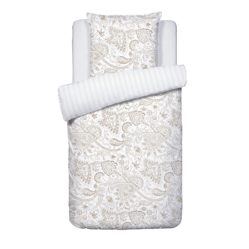 Indienne - Housse De Couette + Taie D'Oreiller - Satin De Coton - Taupe