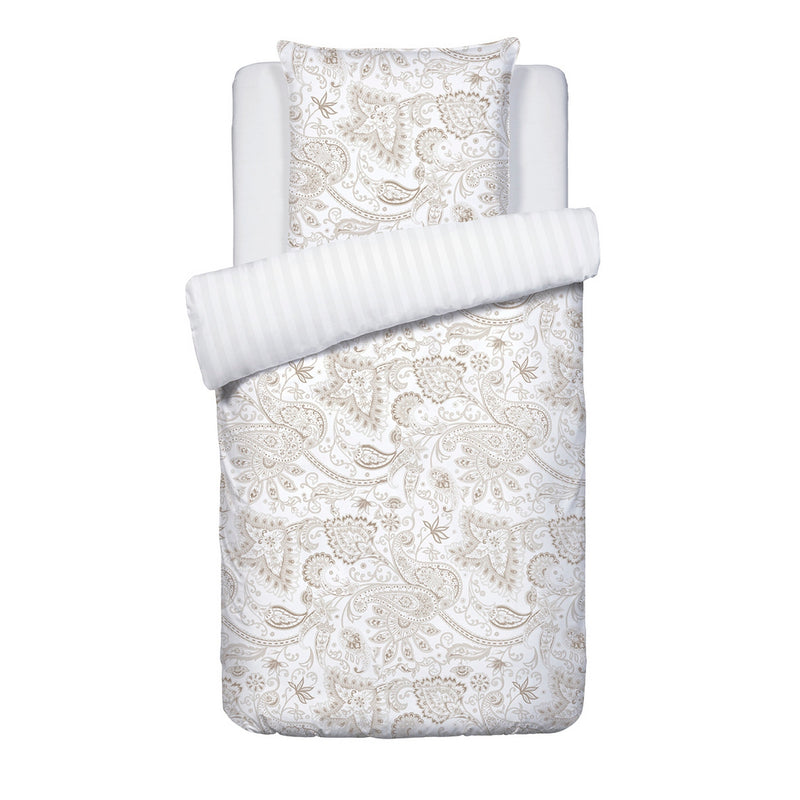 Indienne - Housse De Couette + Taie D'Oreiller - Satin De Coton - Taupe