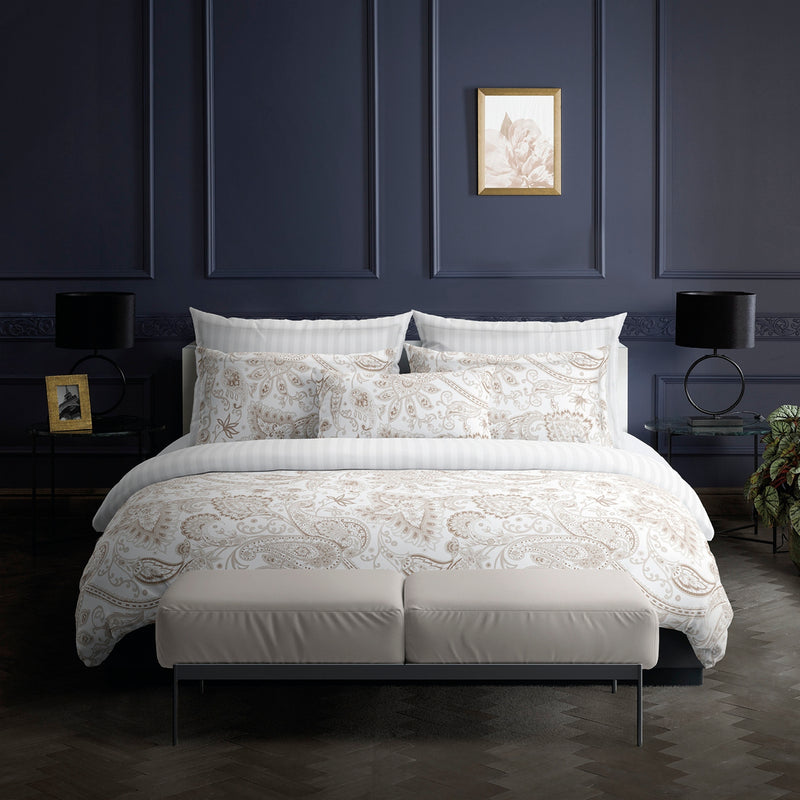 Indienne - Housse De Couette + Taie D'Oreiller - Satin De Coton - Taupe