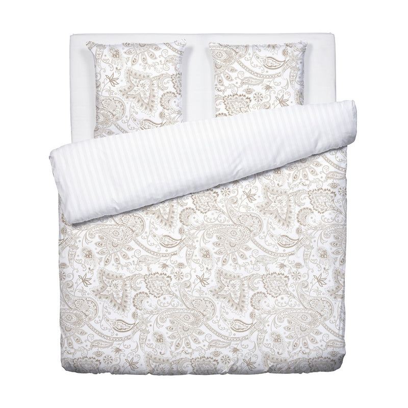 Indienne - Housse De Couette + Taie D'Oreiller - Satin De Coton - Taupe