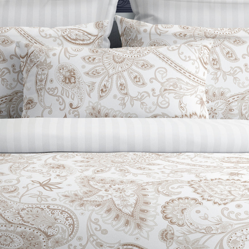Indienne - Housse De Couette + Taie D'Oreiller - Satin De Coton - Taupe