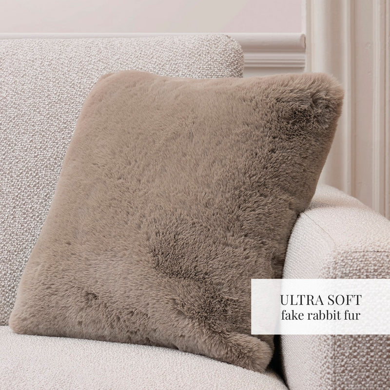 Uni - Housse De Coussin Imitation Fourrure - Beige
