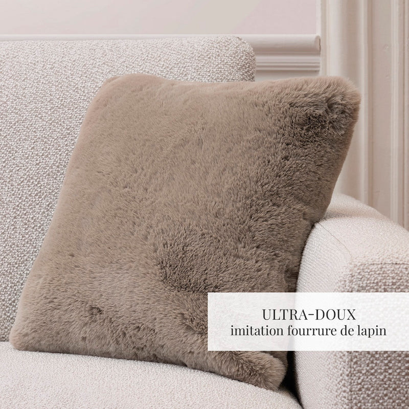 Uni - Housse De Coussin Imitation Fourrure - Beige