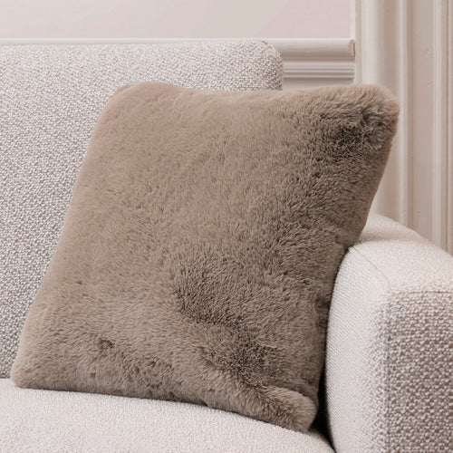 Uni - Housse De Coussin Imitation Fourrure - Beige