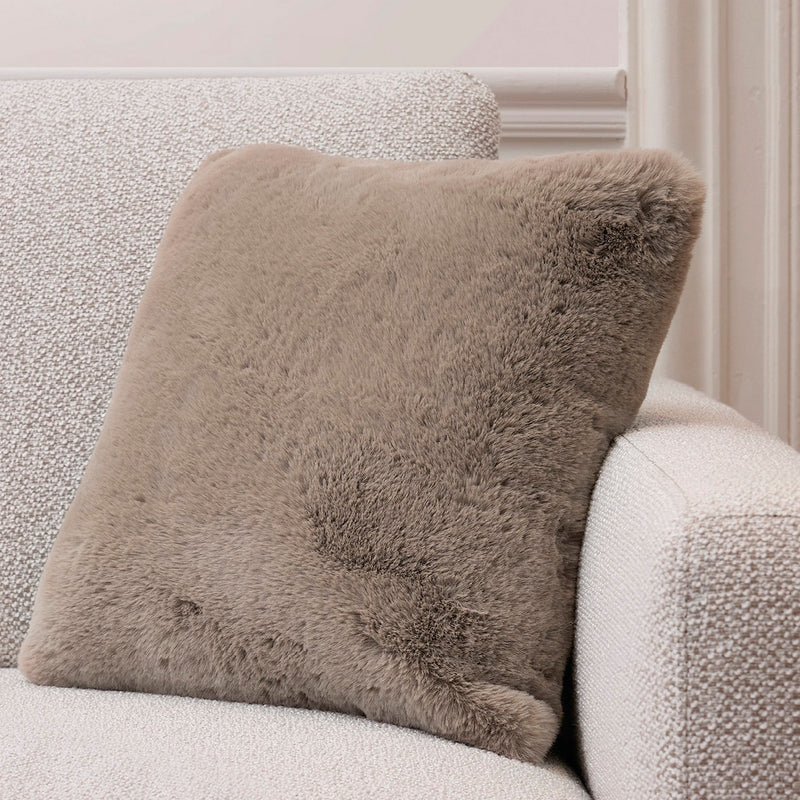 Uni - Housse De Coussin Imitation Fourrure - Beige