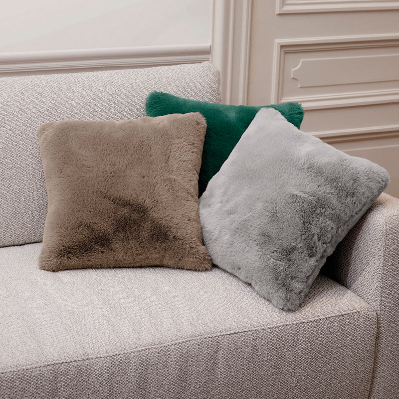 Uni - Housse De Coussin Imitation Fourrure - Beige