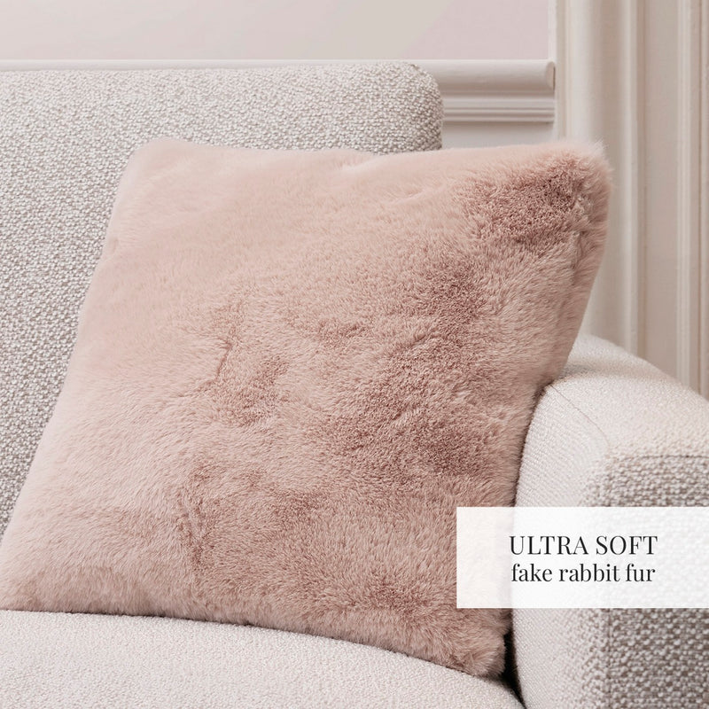 Uni - Housse De Coussin Imitation Fourrure - Rose Clair