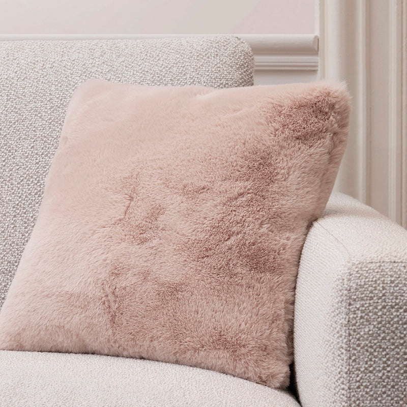 Uni - Housse De Coussin Imitation Fourrure - Rose Clair