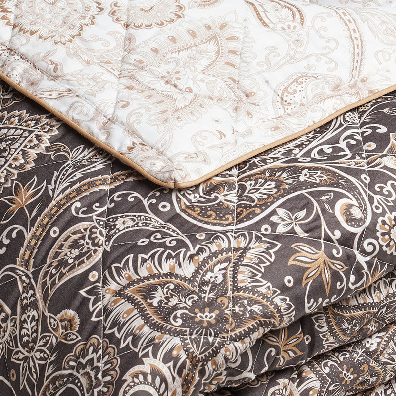 Indienne - Couvre-Lit - Satin De Coton - Taupe