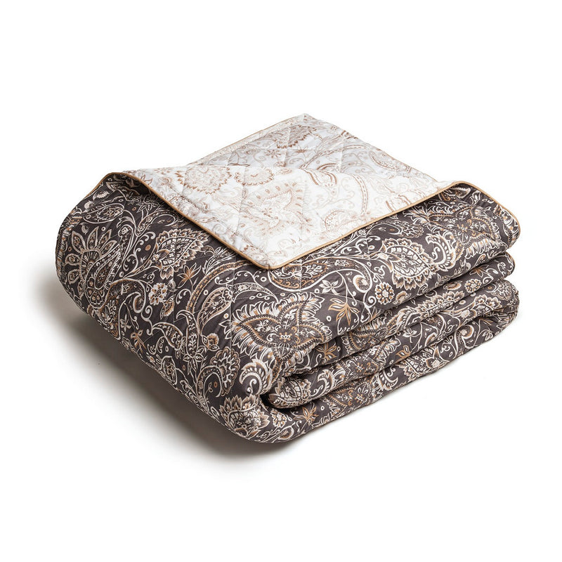 Indienne - Couvre-Lit - Satin De Coton - Taupe