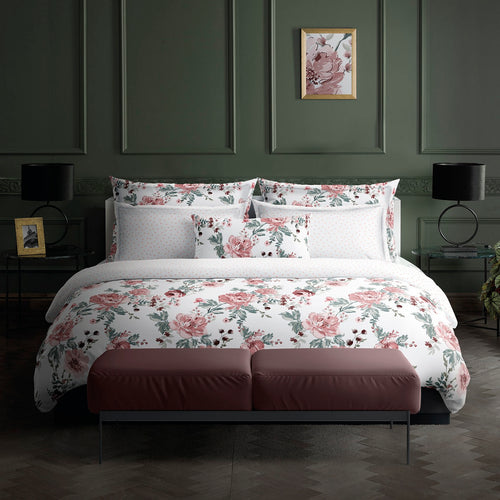Peony - Housse De Couette + Taie D'Oreiller - Satin De Coton - Blanc