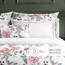 Peony - Housse De Couette + Taie D'Oreiller - Satin De Coton - Blanc