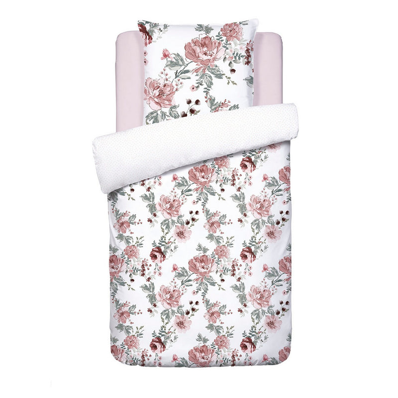 Peony - Housse De Couette + Taie D'Oreiller - Satin De Coton - Blanc