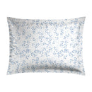 Bleu Floral - Taie D'Oreiller - Satin De Coton - Blanc