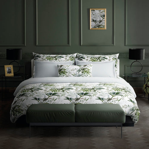 Jardin Exotique - Duvet Cover + 1 or 2 Pillowcase(s) - Cotton Satin - White