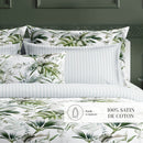 Jardin Exotique - Housse De Couette + Taie D'Oreiller - Satin De Coton - Blanc