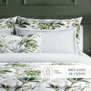 Jardin Exotique - Taie D'Oreiller - Satin De Coton - Blanc