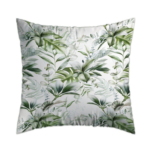 Jardin Exotique - Taie D'Oreiller - Satin De Coton - Blanc