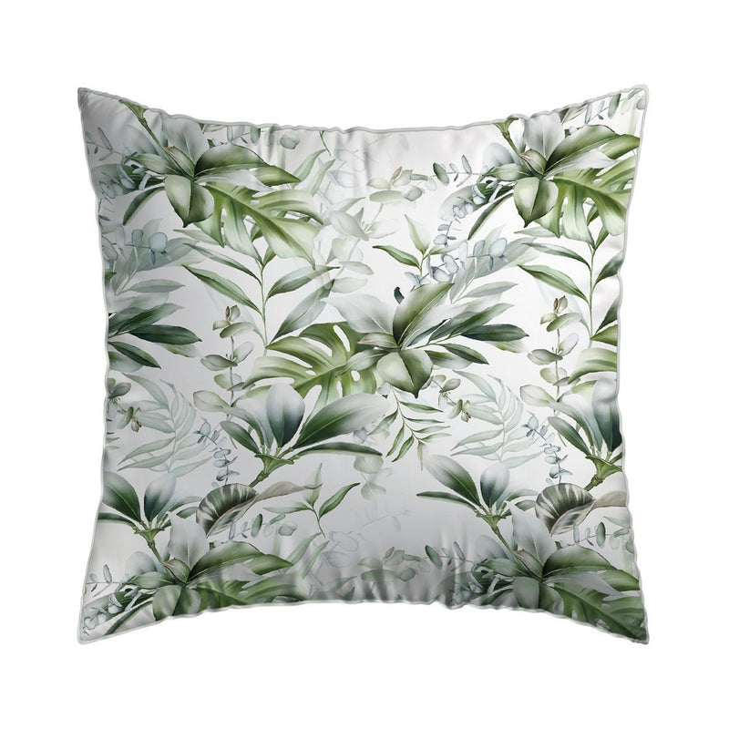 Jardin Exotique - Taie D'Oreiller - Satin De Coton - Blanc