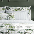 Jardin Exotique - Taie D'Oreiller - Satin De Coton - Blanc