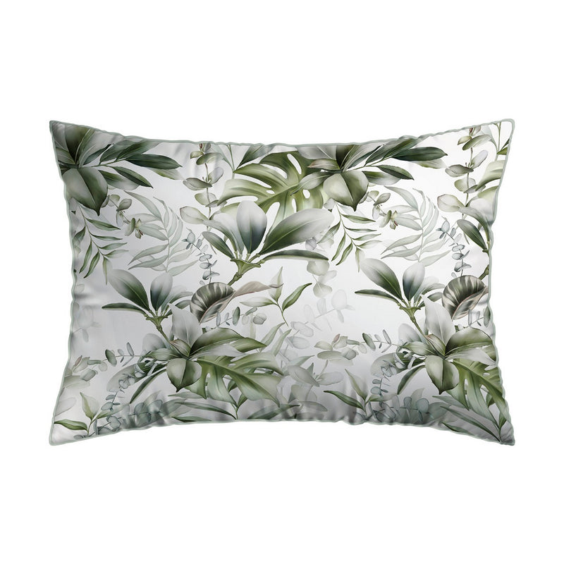 Jardin Exotique - Taie D'Oreiller - Satin De Coton - Blanc