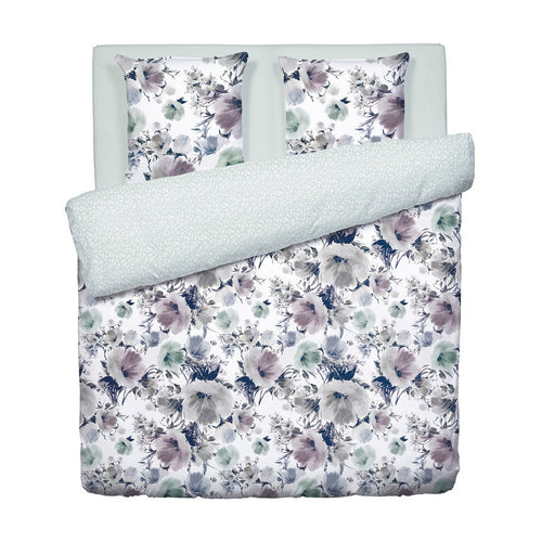 Erodium - Housse De Couette + Taie D'Oreiller - Satin De Coton - Blanc