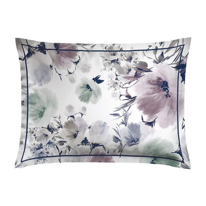 Erodium - Taie D'Oreiller - Satin De Coton - Blanc