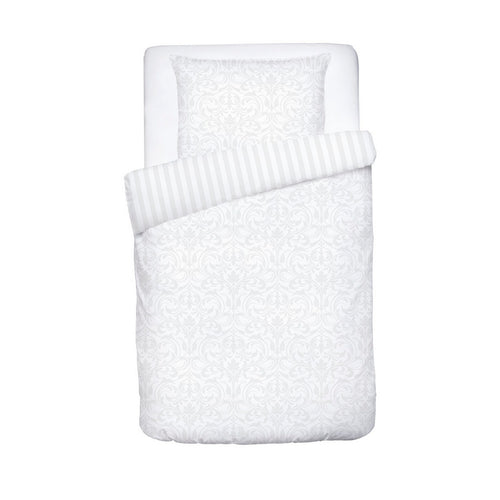 Baroque - Housse De Couette + Taie D'Oreiller Bébé - Satin De Coton - Tissé Jacquard - Blanc
