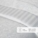 Baroque - Housse De Couette + Taie D'Oreiller Bébé - Satin De Coton - Tissé Jacquard - Blanc
